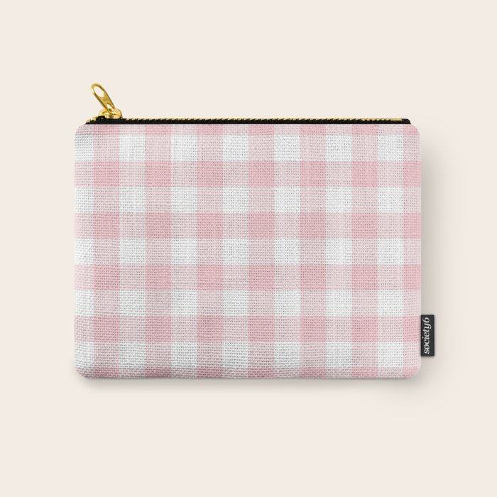 Large Valentine Soft Blush Pink and White Buffalo Check Plaid Carry All Pouch Gallery Image 1