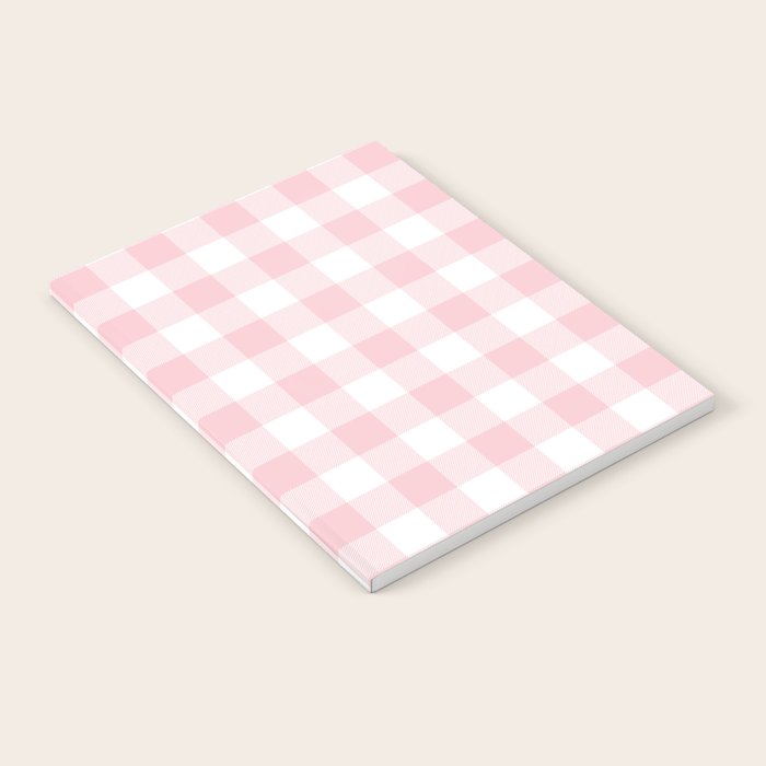 Large Valentine Soft Blush Pink and White Buffalo Check Plaid Notebook Gallery Image 2