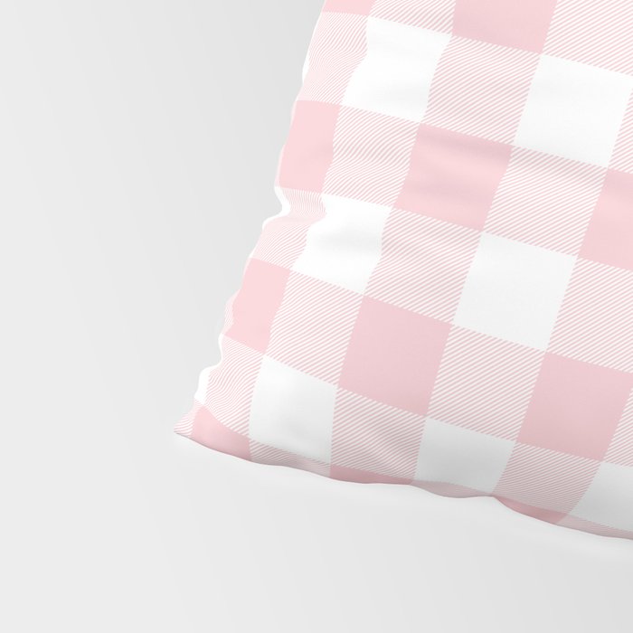 Large Valentine Soft Blush Pink and White Buffalo Check Plaid Pillow Sham Gallery Image 4