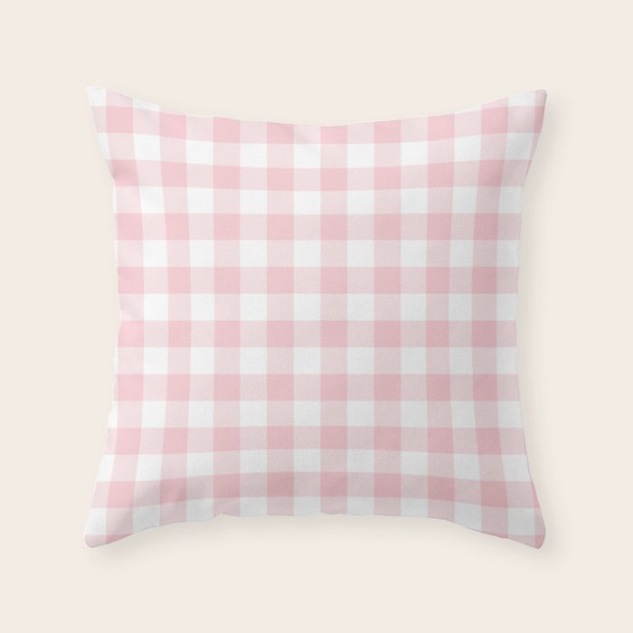 Large Valentine Soft Blush Pink and White Buffalo Check Plaid Throw Pillow Gallery Image 6