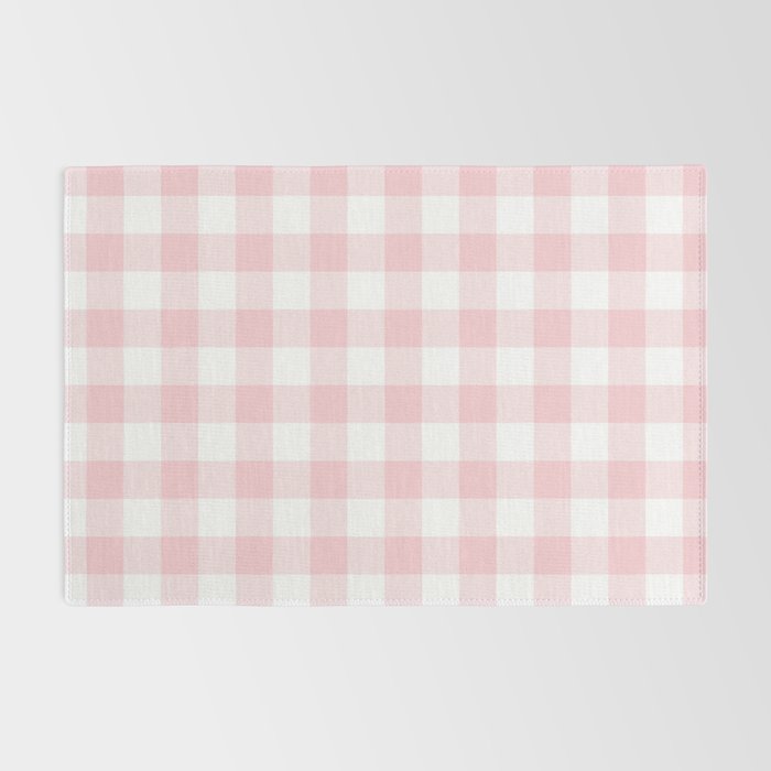 Large Valentine Soft Blush Pink and White Buffalo Check Plaid Rug Gallery Image 2