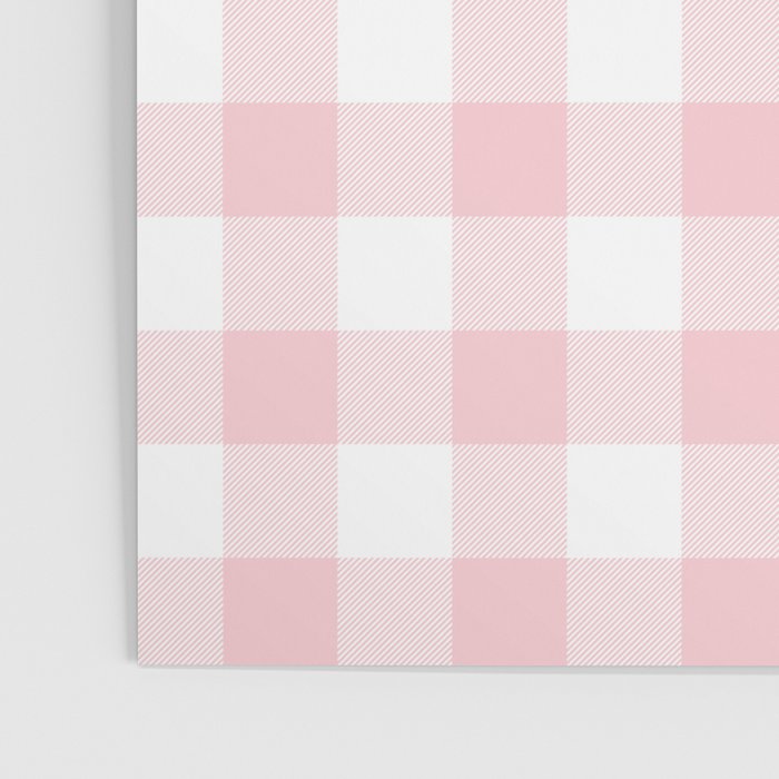 Large Valentine Soft Blush Pink and White Buffalo Check Plaid Poster Gallery Image 3