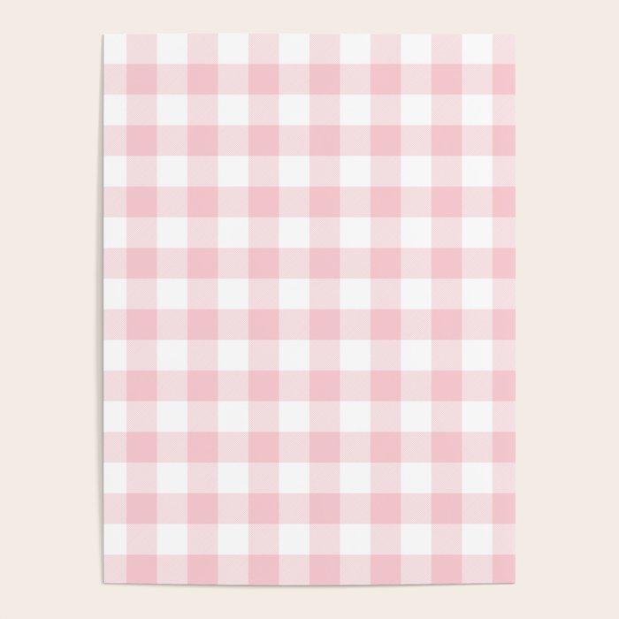 Large Valentine Soft Blush Pink and White Buffalo Check Plaid Poster Gallery Image 4