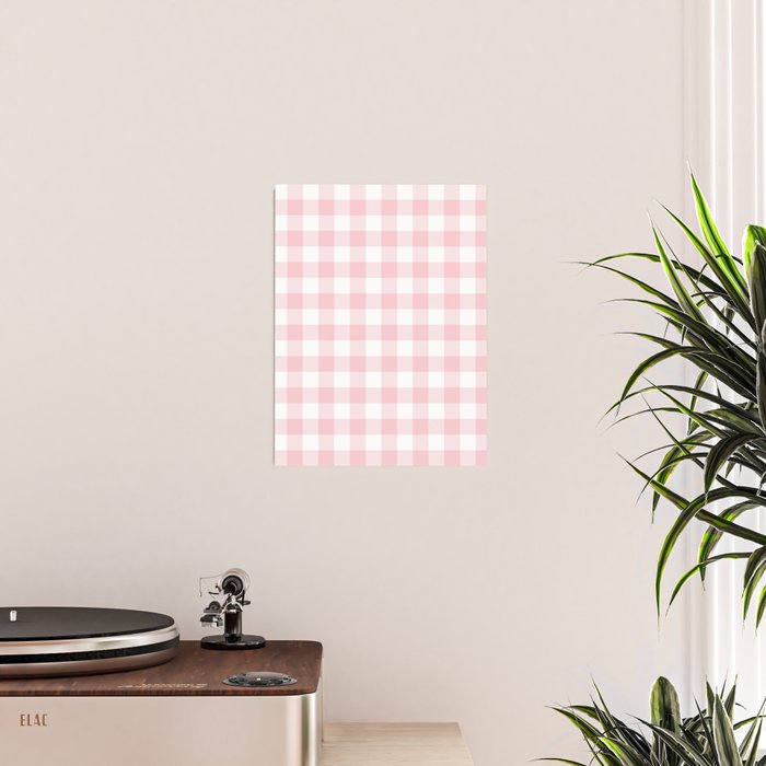 Large Valentine Soft Blush Pink and White Buffalo Check Plaid Poster Gallery Image 2