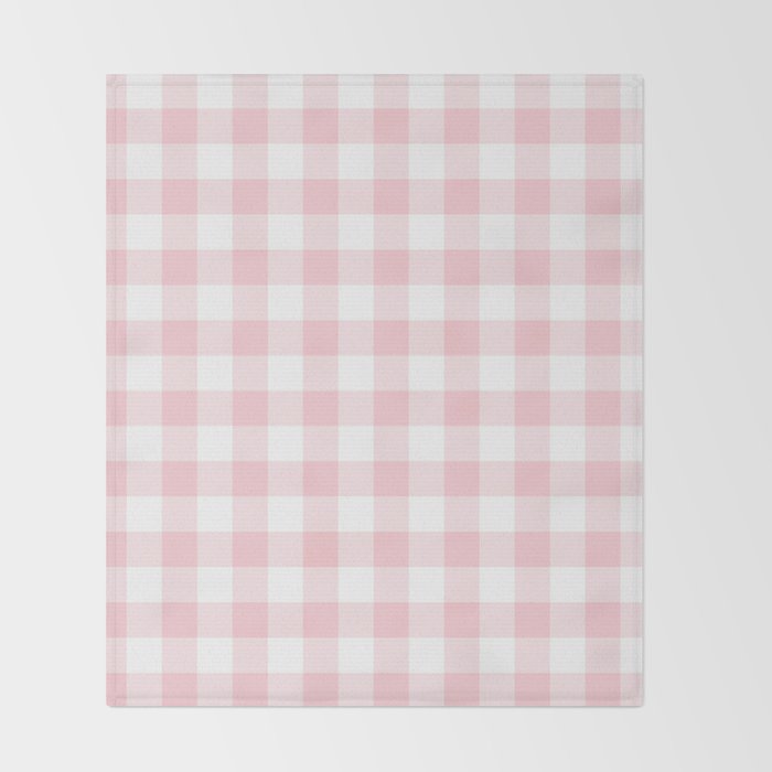 Large Valentine Soft Blush Pink and White Buffalo Check Plaid Throw Blanket Gallery Image 2