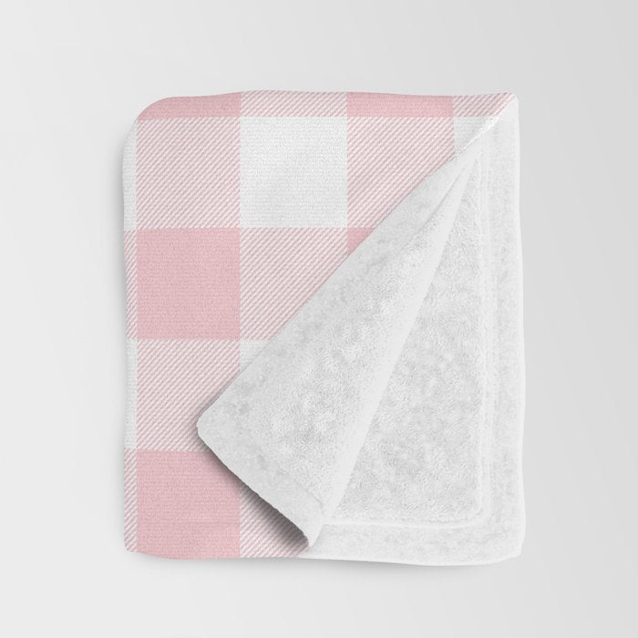 Large Valentine Soft Blush Pink and White Buffalo Check Plaid Throw Blanket Gallery Image 3