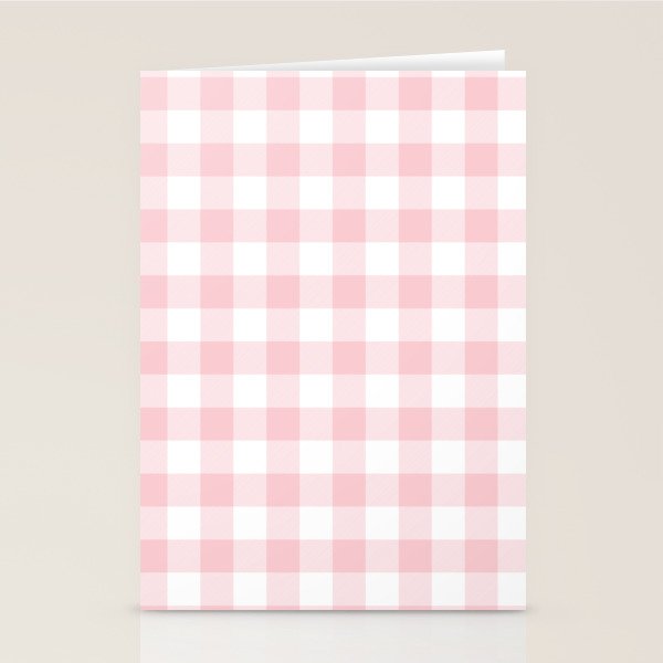 Large Valentine Soft Blush Pink and White Buffalo Check Plaid Stationery Card Gallery Image 2