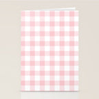 Large Valentine Soft Blush Pink and White Buffalo Check Plaid Stationery Card Gallery Image 2