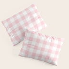 Large Valentine Soft Blush Pink and White Buffalo Check Plaid Pillow Sham Gallery Image 3