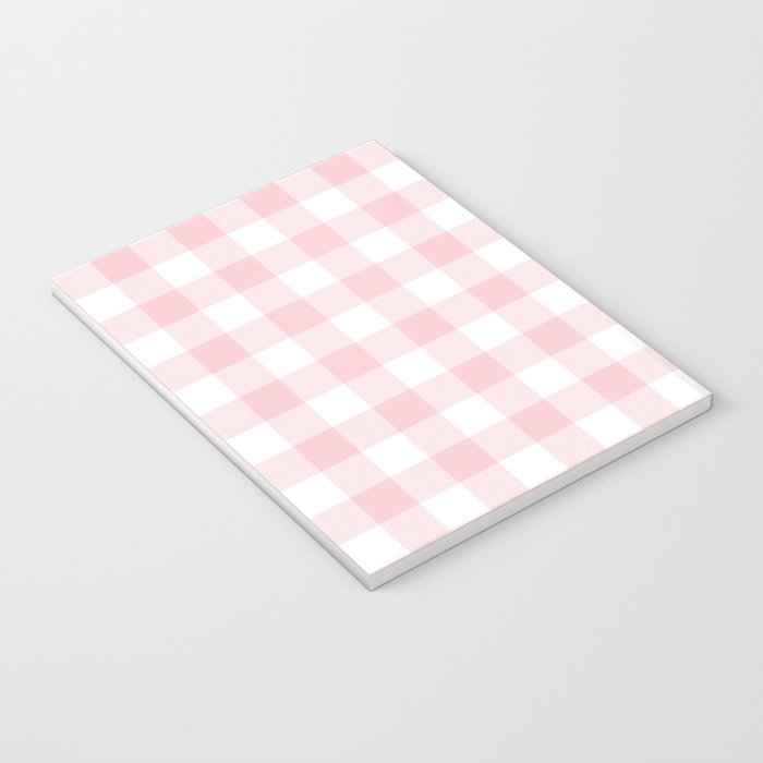 Large Valentine Soft Blush Pink and White Buffalo Check Plaid Notebook Gallery Image 3