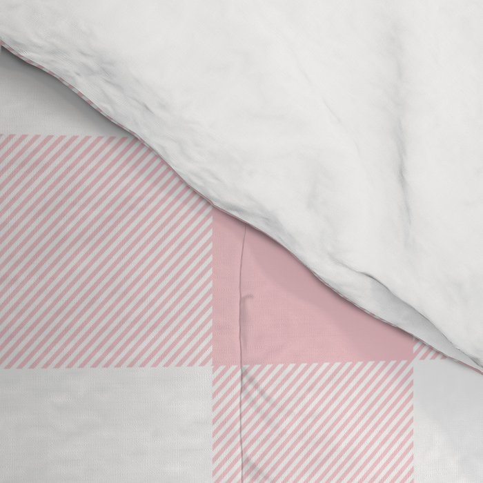 Large Valentine Soft Blush Pink and White Buffalo Check Plaid Comforter Gallery Image 4