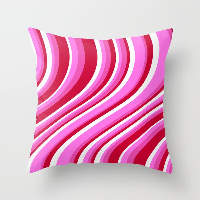 Wavy Stripes XVII - Y2K Pink and Red Throw Pillow Gallery Image 6