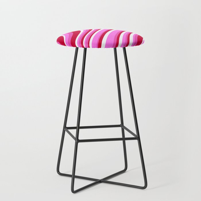 Wavy Stripes XVII - Y2K Pink and Red Stool Gallery Image 1