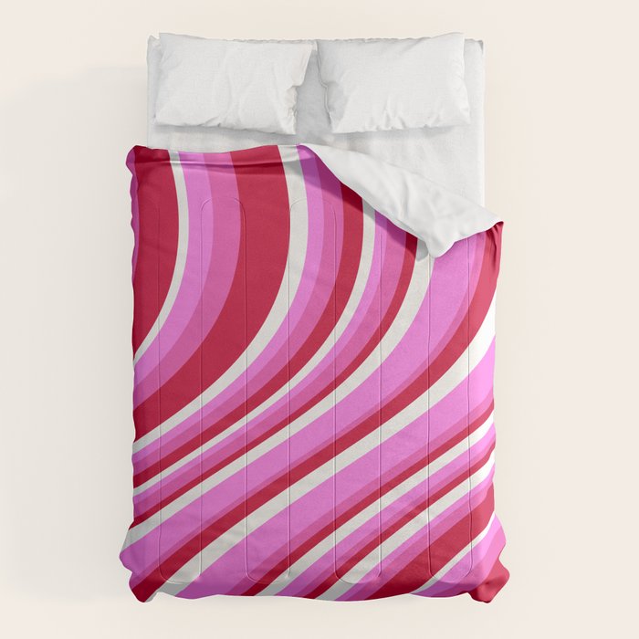 Wavy Stripes XVII - Y2K Pink and Red Comforter Gallery Image 1