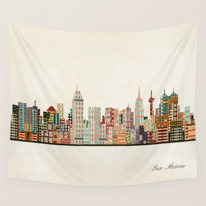san antonio skyline Wall Tapestry Gallery Image 1