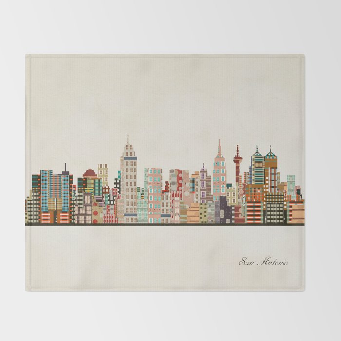 san antonio skyline Throw Blanket Gallery Image 2