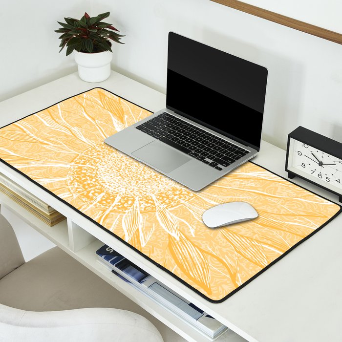 Mandala, Sunflower Prints, Yellow Desk Mat Gallery Image 2