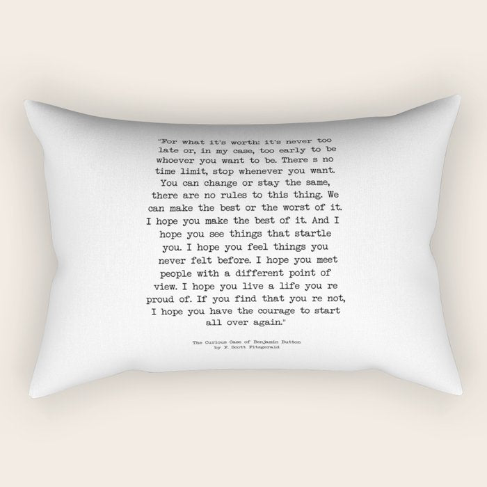 It's Never Too Late Benjamin Button Rectangular Pillow Gallery Image 2