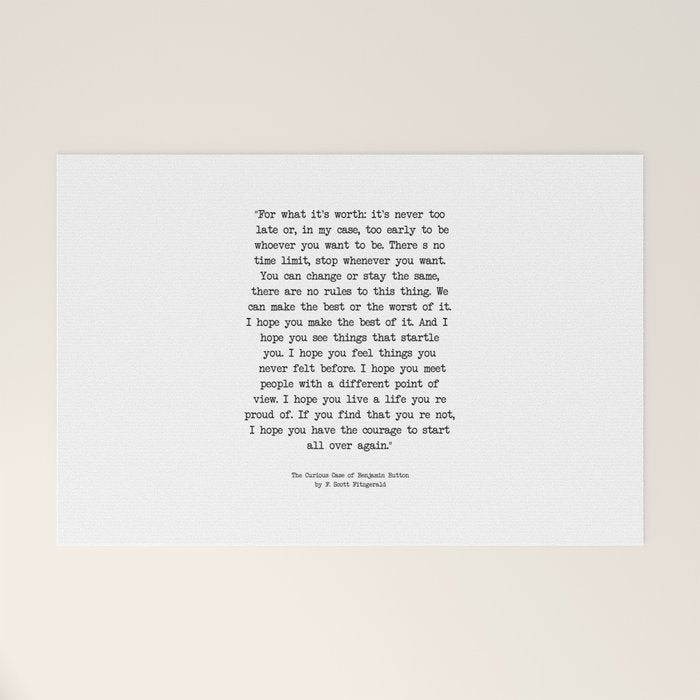 It's Never Too Late Benjamin Button Welcome Mat Gallery Image 1