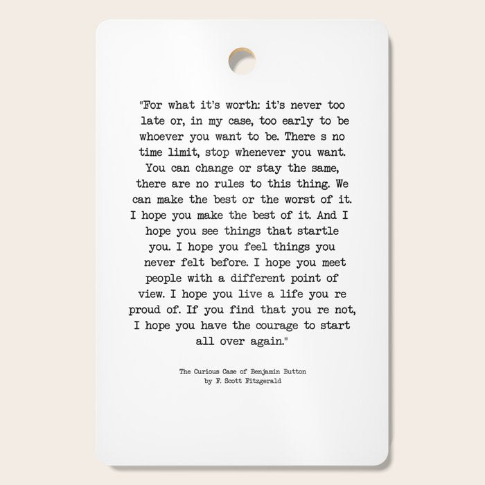 It's Never Too Late Benjamin Button Cutting Board Gallery Image 1