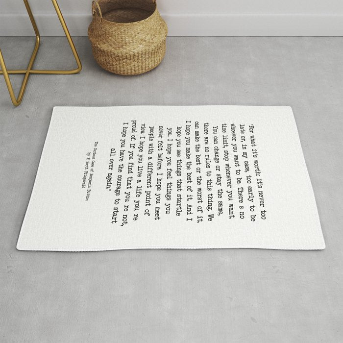 It's Never Too Late Benjamin Button Rug Gallery Image 1