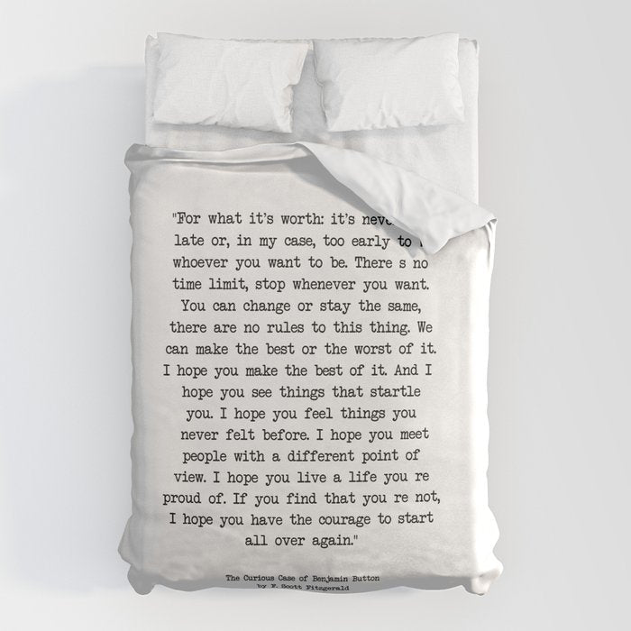 It's Never Too Late Benjamin Button Duvet Cover Gallery Image 6