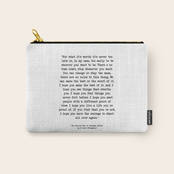 It's Never Too Late Benjamin Button Carry All Pouch Gallery Image 1