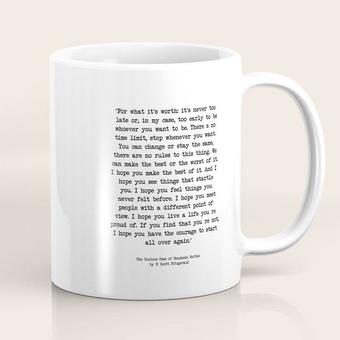 It's Never Too Late Benjamin Button Coffee Mug Gallery Image 1