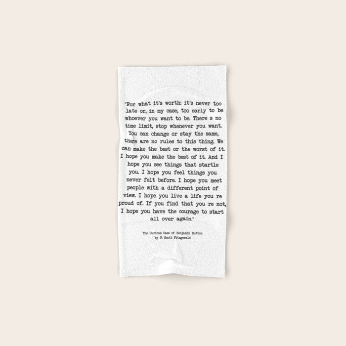 It's Never Too Late Benjamin Button Towels Gallery Image 1