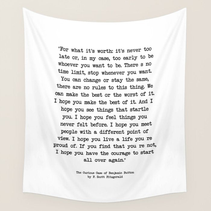 It's Never Too Late Benjamin Button Wall Tapestry Gallery Image 4