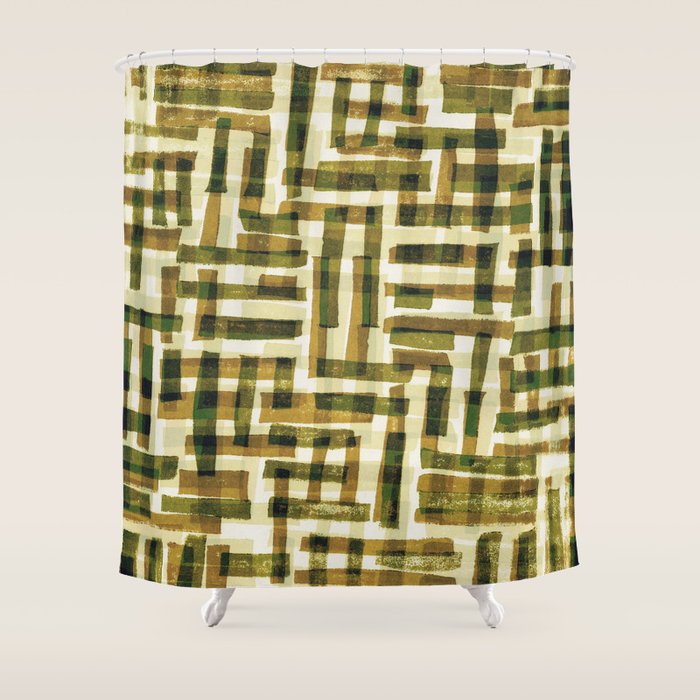 Abstract Linocut Pattern #6 Shower Curtain Gallery Image 1