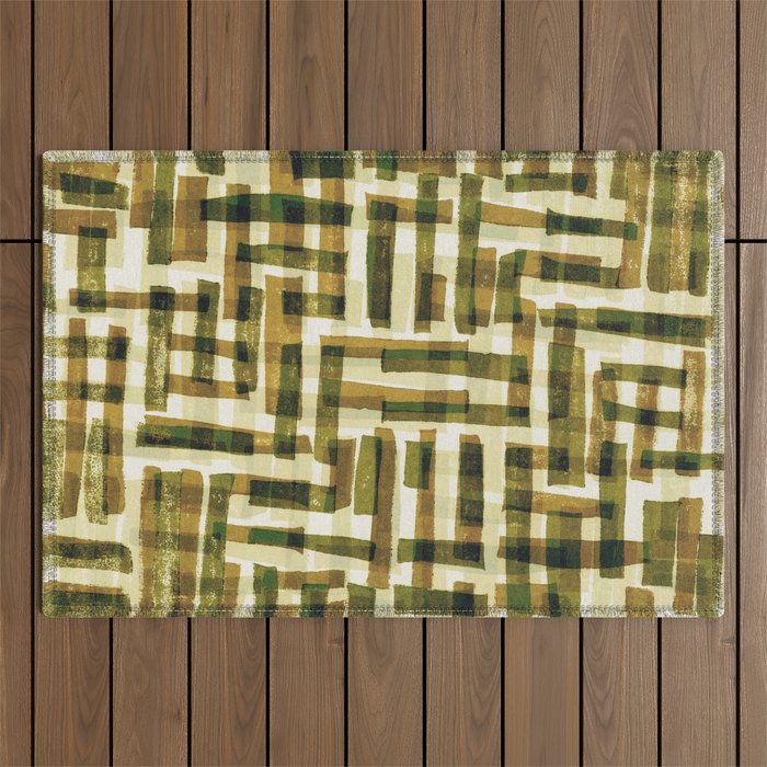 Abstract Linocut Pattern #6 Outdoor Rug Gallery Image 1