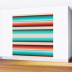 Navajo White, Turquoise and Burnt Orange Southwest Serape Blanket Stripes Wall Mural Gallery Image 2