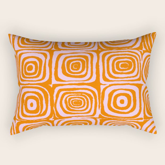 Pink Orange Groove - Retro 70s Spiral Pattern Rectangular Pillow Gallery Image 2