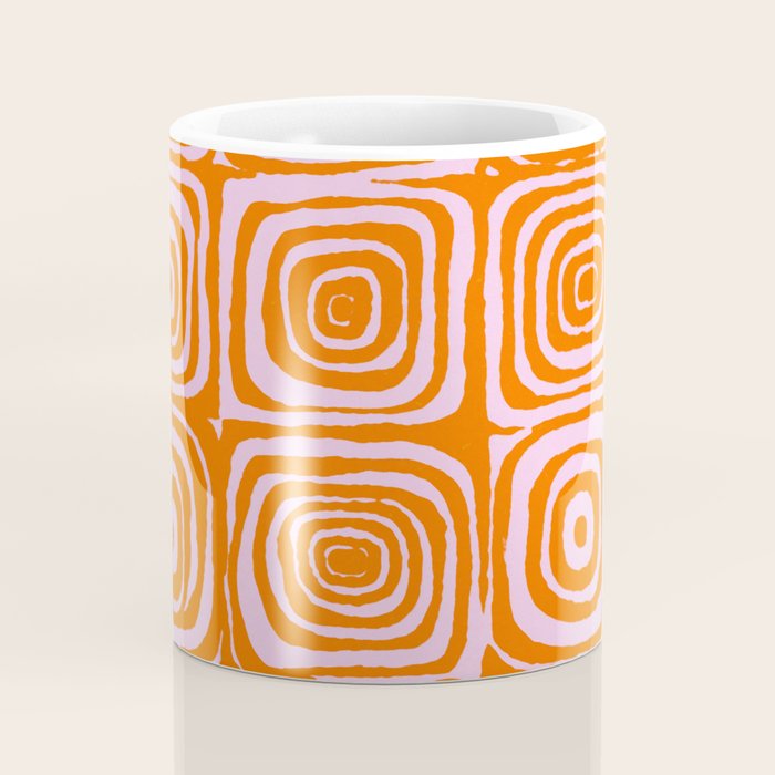 Pink Orange Groove - Retro 70s Spiral Pattern Coffee Mug Gallery Image 4