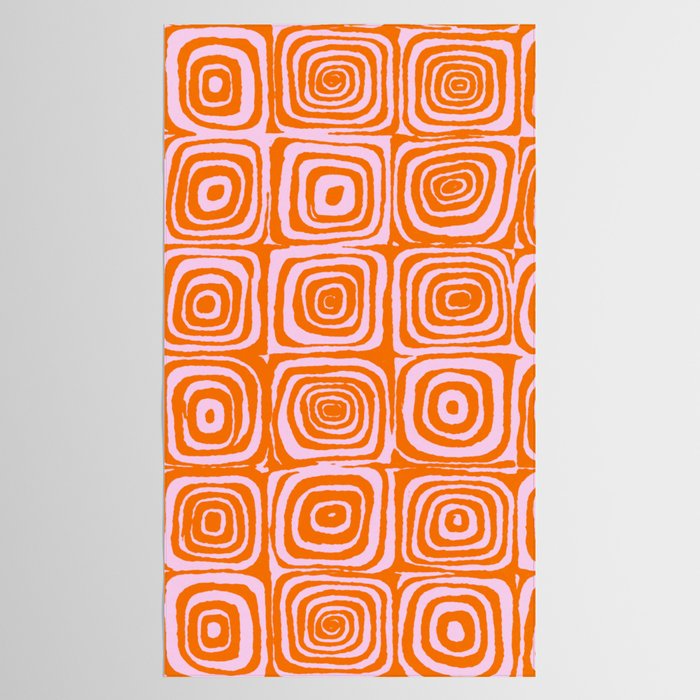 Pink Orange Groove - Retro 70s Spiral Pattern Tablecloth Gallery Image 2