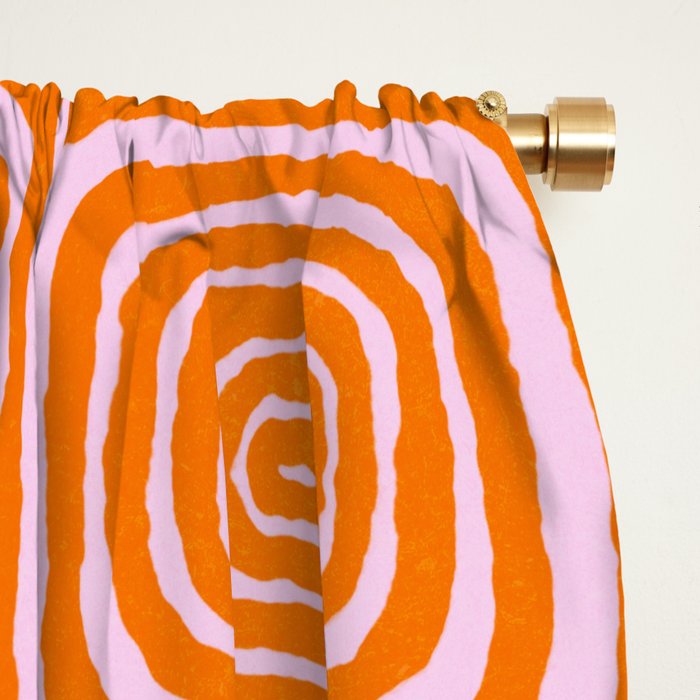 Pink Orange Groove - Retro 70s Spiral Pattern Window Curtain Gallery Image 2