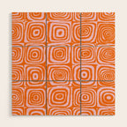 Pink Orange Groove - Retro 70s Spiral Pattern Wood Wall Art Gallery Image 1
