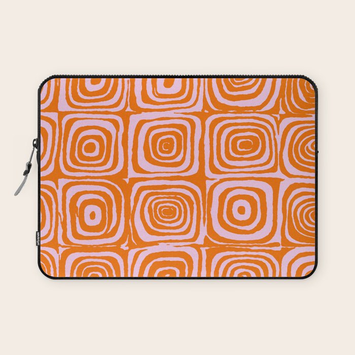 Pink Orange Groove - Retro 70s Spiral Pattern Laptop Sleeve Gallery Image 1