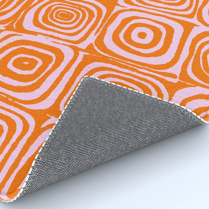 Pink Orange Groove - Retro 70s Spiral Pattern Rug Gallery Image 4