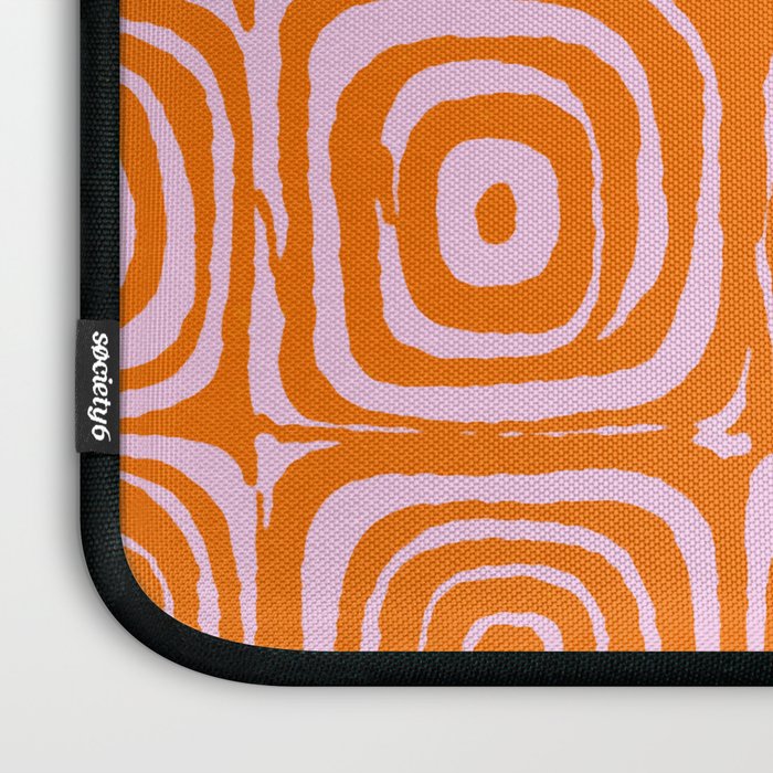 Pink Orange Groove - Retro 70s Spiral Pattern Laptop Sleeve Gallery Image 3