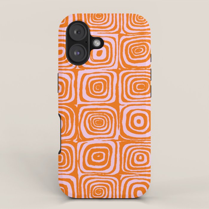 Pink Orange Groove - Retro 70s Spiral Pattern iPhone Case Gallery Image 1