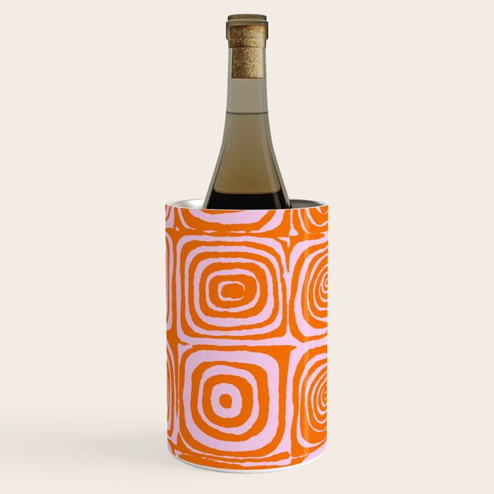 Pink Orange Groove - Retro 70s Spiral Pattern Wine Chiller Gallery Image 3