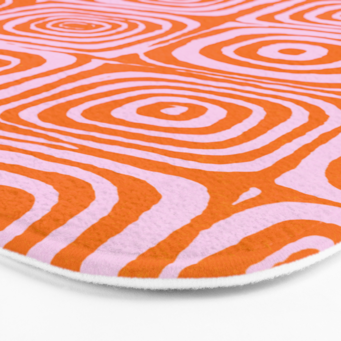 Pink Orange Groove - Retro 70s Spiral Pattern Bath Mat Gallery Image 3