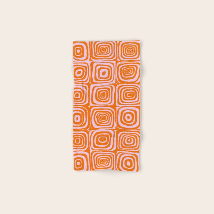 Pink Orange Groove - Retro 70s Spiral Pattern Bath Towel Gallery Image 1