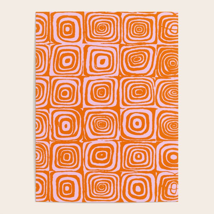 Pink Orange Groove - Retro 70s Spiral Pattern Poster Gallery Image 4