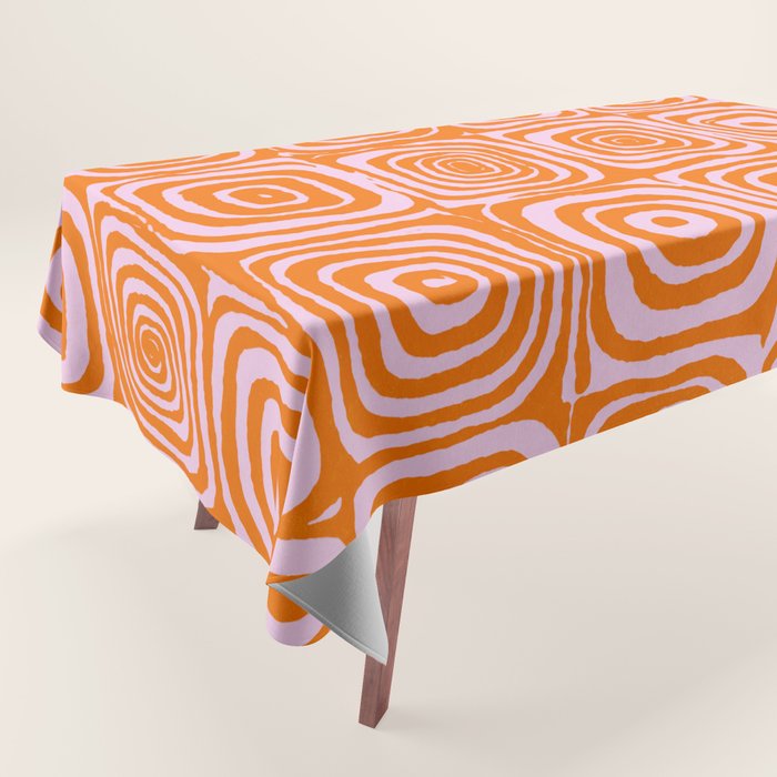 Pink Orange Groove - Retro 70s Spiral Pattern Tablecloth Gallery Image 1
