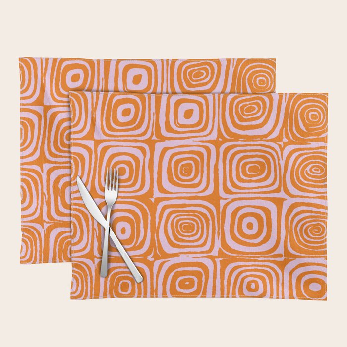 Pink Orange Groove - Retro 70s Spiral Pattern Placemat Gallery Image 1