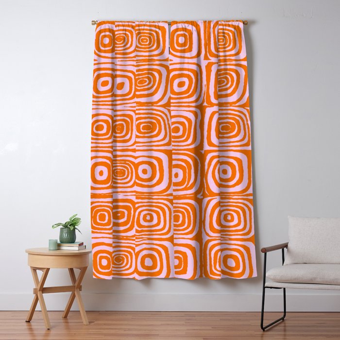 Pink Orange Groove - Retro 70s Spiral Pattern Window Curtain Gallery Image 5