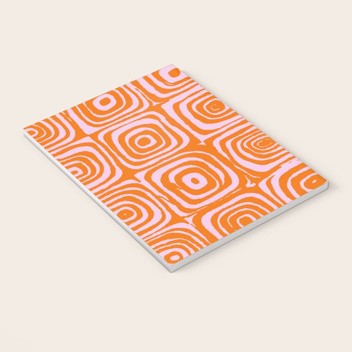 Pink Orange Groove - Retro 70s Spiral Pattern Notebook Gallery Image 3